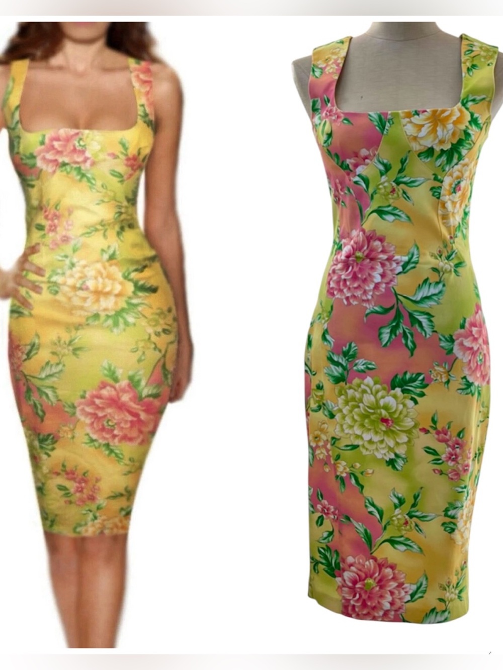 D&G Dolce & Gabbana Dress Y2K Sheath Bodycon Floral Sz 28/42 IT Small/Medium 6